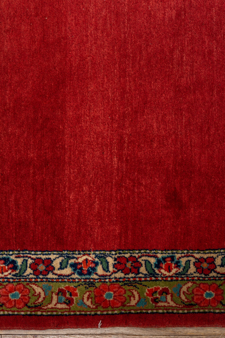 3' x 28' one-of-a-kind handmade vintage Kashan runner rug. Color palette: red, crimson, rose, ivory, navy, sage, gold, pink