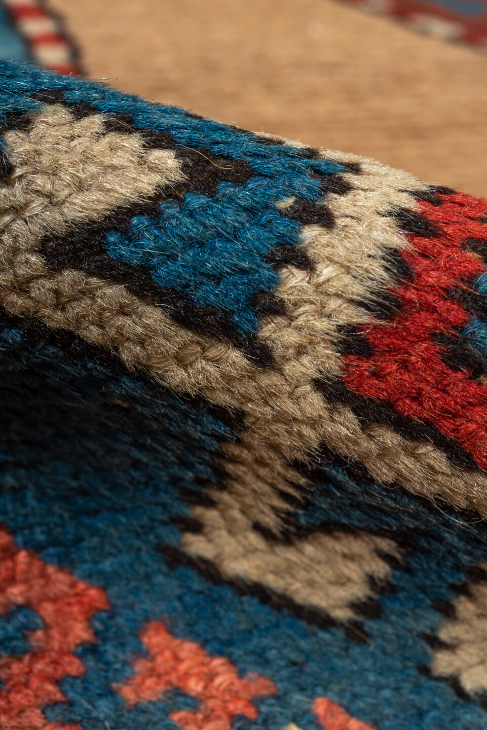 2' x 8' one-of-a-kind handmade vintage Cam Hamadan runner rug. Color palette: camel, turquoise, rust, ivory, brown, navy