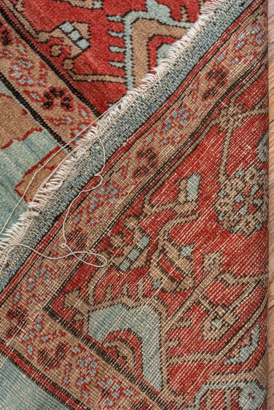 12' x 14' one-of-a-kind handmade vintage Bakhshayesh oversize rug. Color palette: ivory, rust, light blue, terracotta