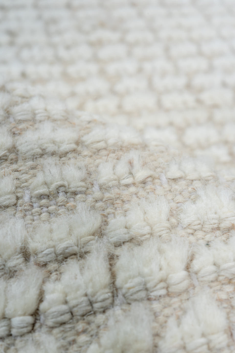 3' x 9' one-of-a-kind handmade vintage Tulu runner rug. Color palette: ivory, cream, beige