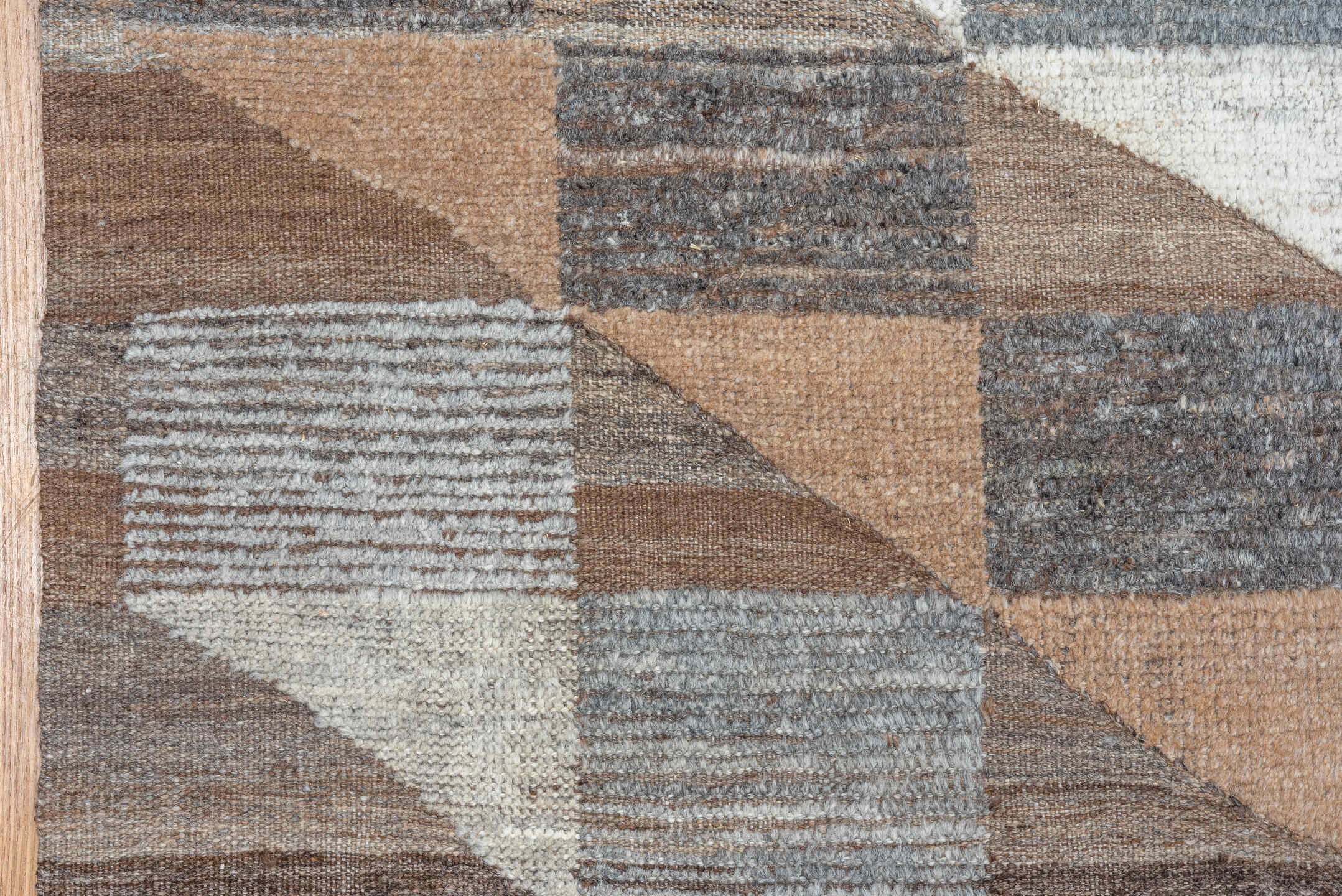 13' x 20' one-of-a-kind handmade vintage Tulu oversize rug. Color palette: taupe, ivory, slate, camel, gray, beige, charcoal