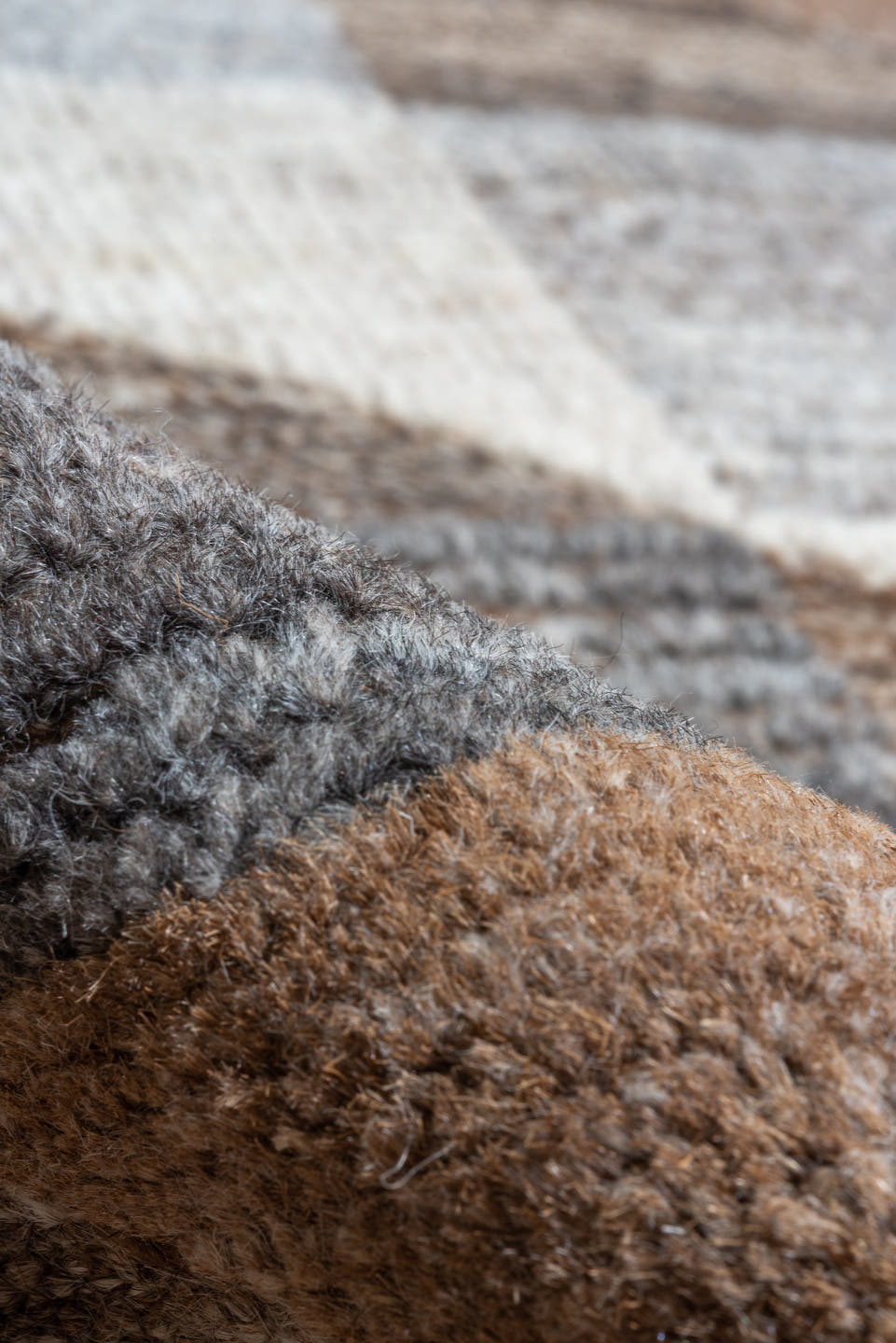 13' x 20' one-of-a-kind handmade vintage Tulu oversize rug. Color palette: taupe, ivory, slate, camel, gray, beige, charcoal