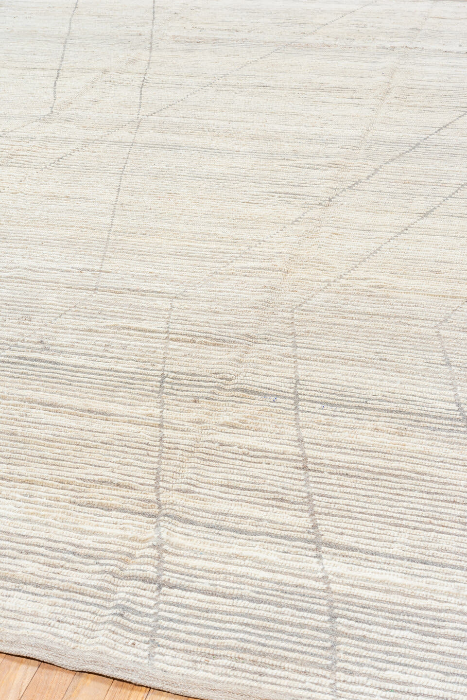 9' x 12' one-of-a-kind handmade vintage Tulu large size rug. Color palette: ivory, taupe, gray, cream, beige