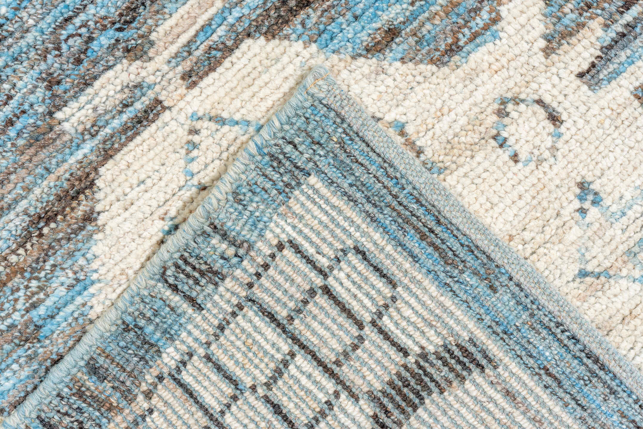 12' x 17' one-of-a-kind handmade vintage Tulu oversize rug. Color palette: black, blue, charcoal, dark gray, dim gray, gray