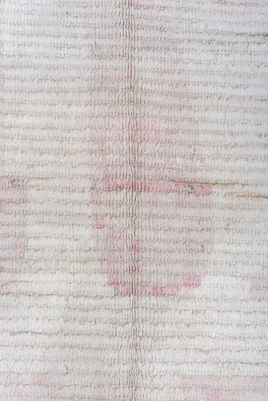 13' x 16' one-of-a-kind handmade vintage Tulu oversize rug. Color palette: ivory, blush pink, cream, pale rose, taupe, pink