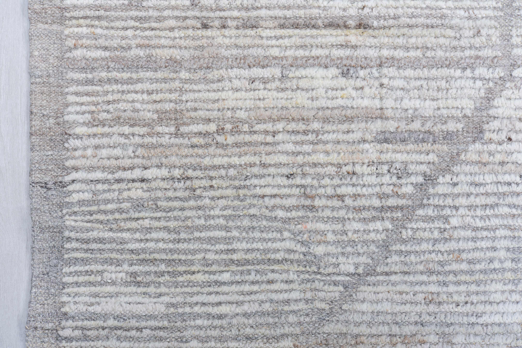 8' x 11' one-of-a-kind handmade vintage Tulu large size rug. Color palette: ivory, pale gray, taupe, cream, beige