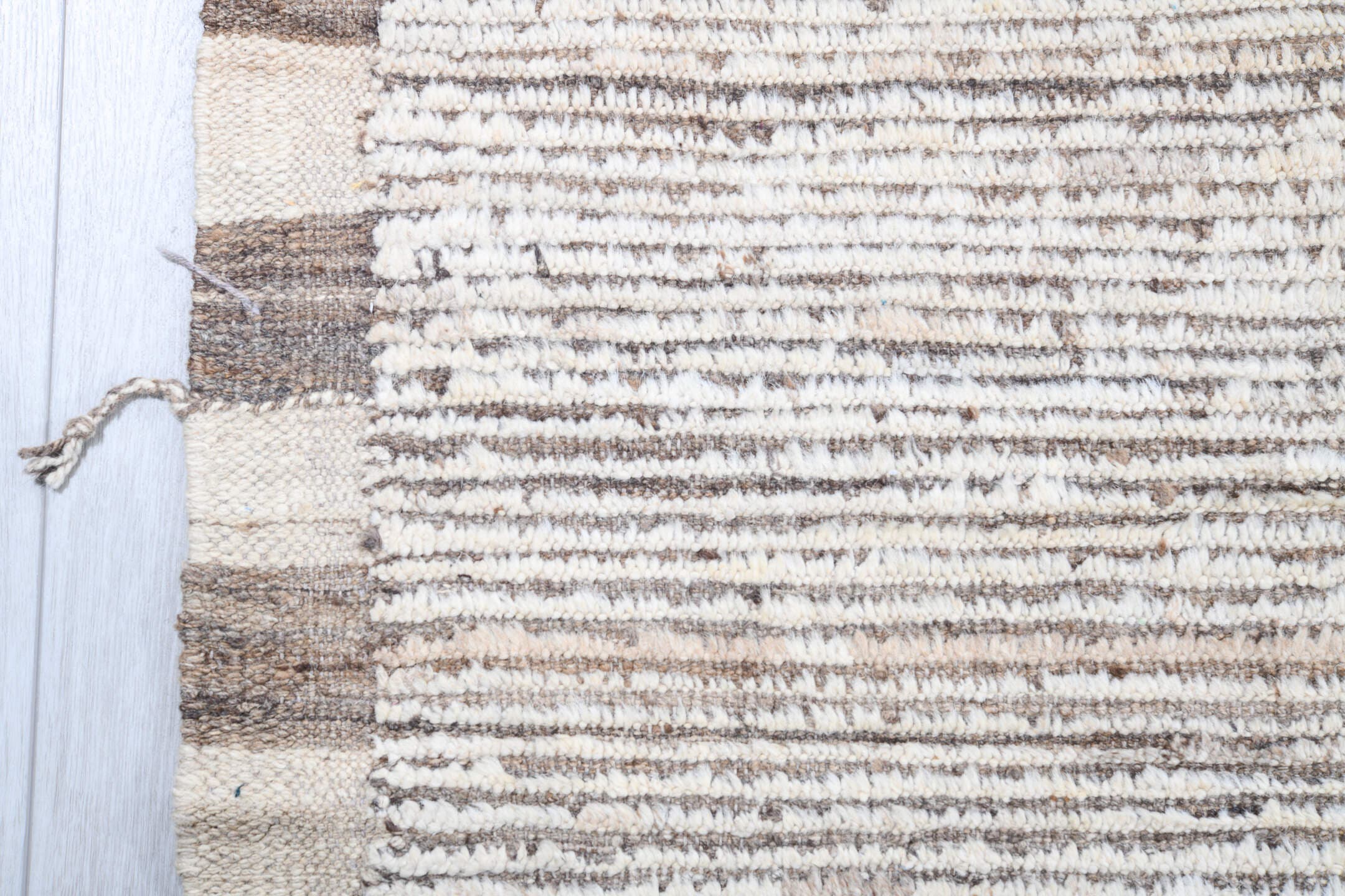 13' x 13' one-of-a-kind handmade vintage Tulu oversize rug. Color palette: ivory, taupe, beige, camel, gray