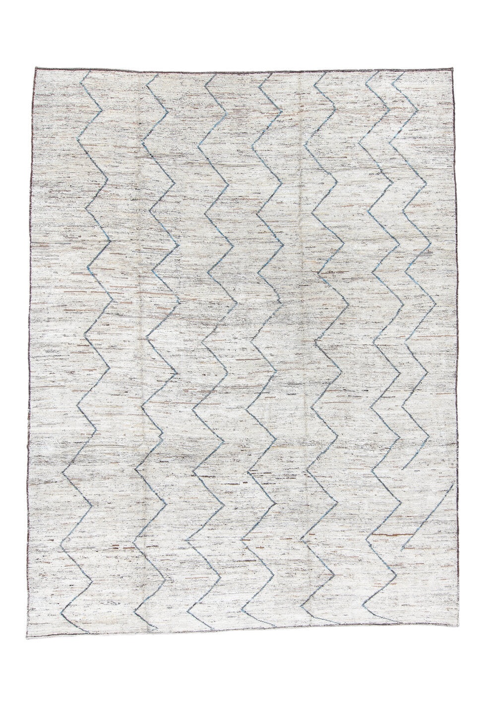 9' x 12' one-of-a-kind handmade vintage Tulu large size rug. Color palette: black, blue, dark gray, gainsboro, gray