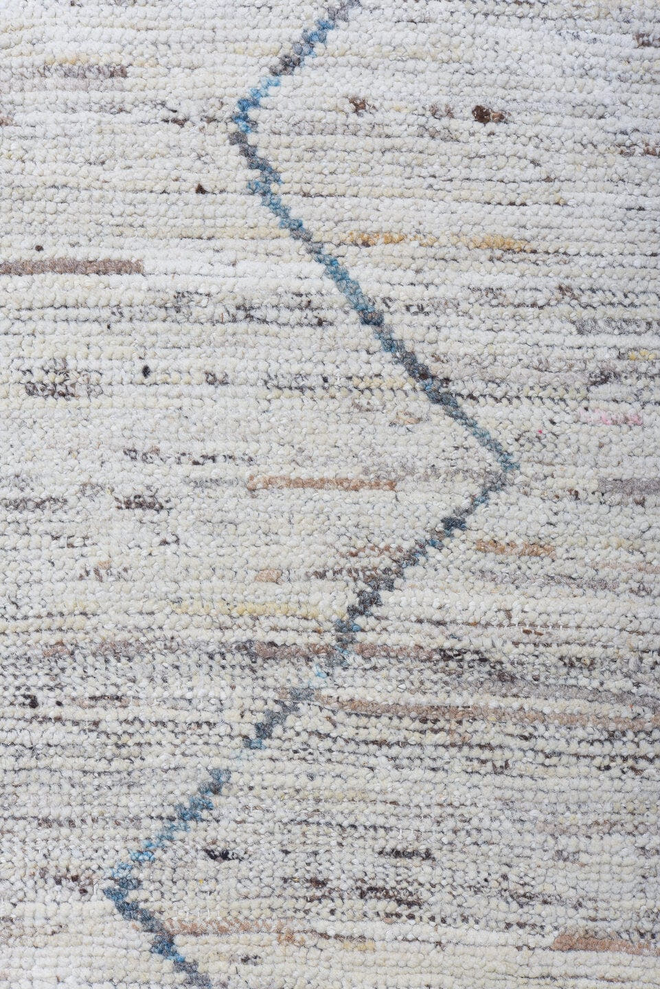 9' x 12' one-of-a-kind handmade vintage Tulu large size rug. Color palette: ivory, blue, taupe, brown, charcoal, beige, gray