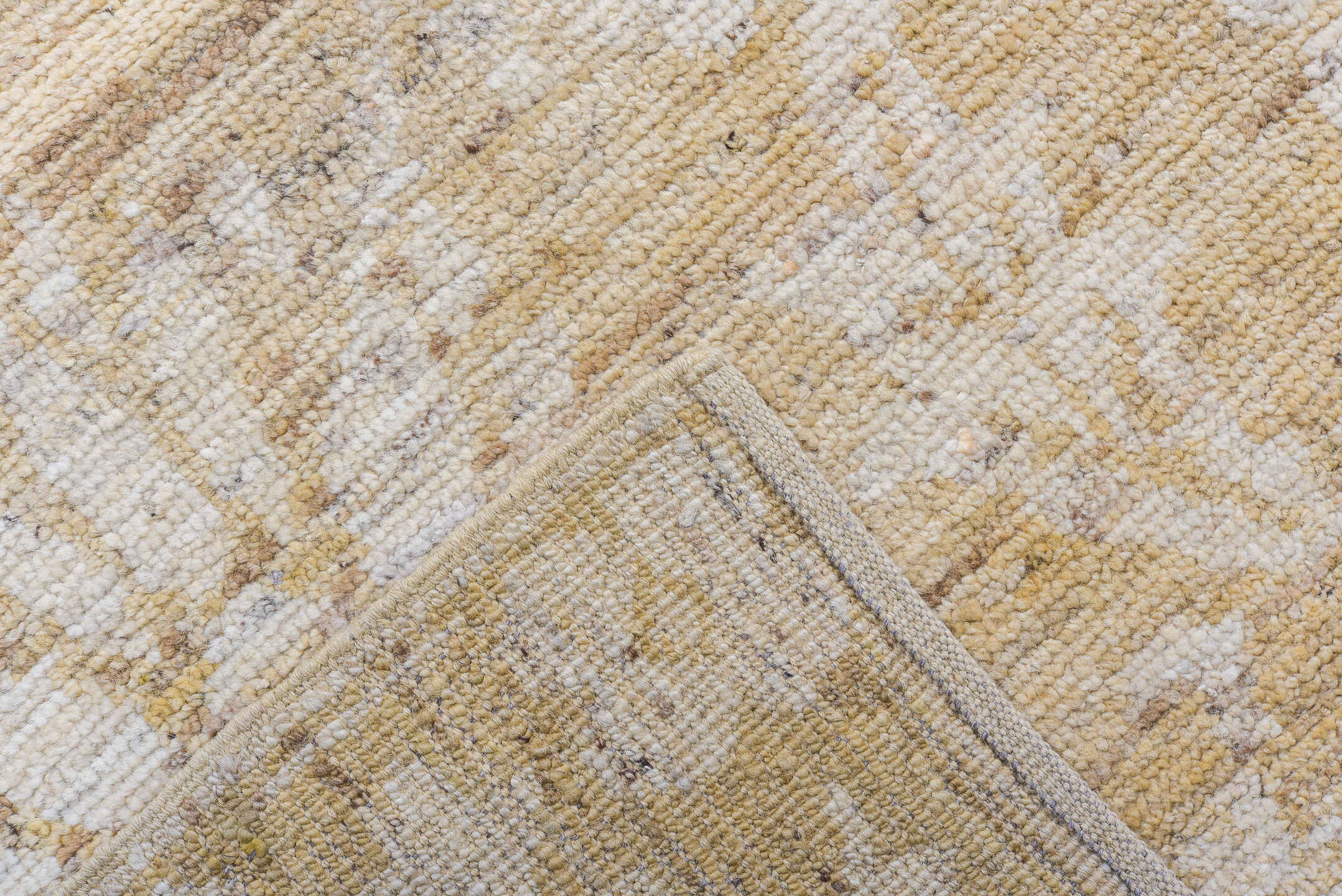 8' x 14' one-of-a-kind handmade vintage Tulu large size rug. Color palette: ivory, beige, cream, taupe, sand, gray