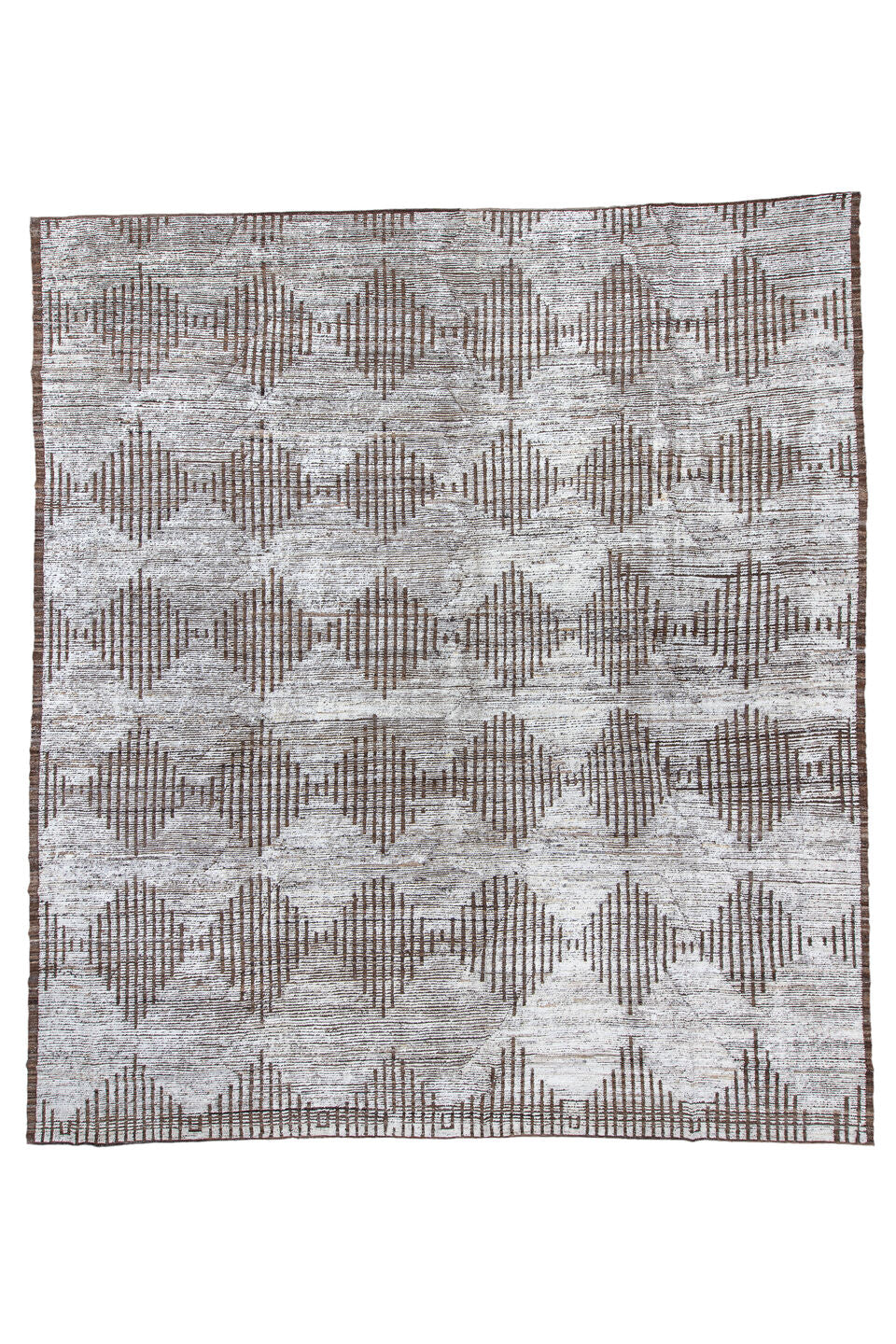 14' x 16' one-of-a-kind handmade vintage Tulu oversize rug. Color palette: azure, black, blue, brown, dark gray, fiord
