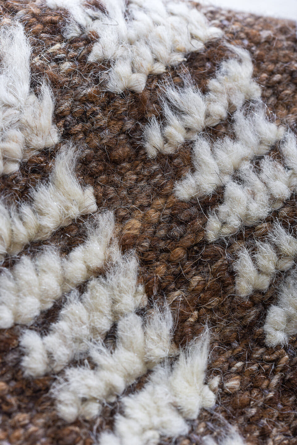 14' x 16' one-of-a-kind handmade vintage Tulu oversize rug. Color palette: ivory, brown, taupe, beige, gray