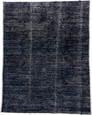 11' x 14' one-of-a-kind handmade vintage Tulu oversize rug. Color palette: charcoal, indigo, ivory, slate, blue gray, black