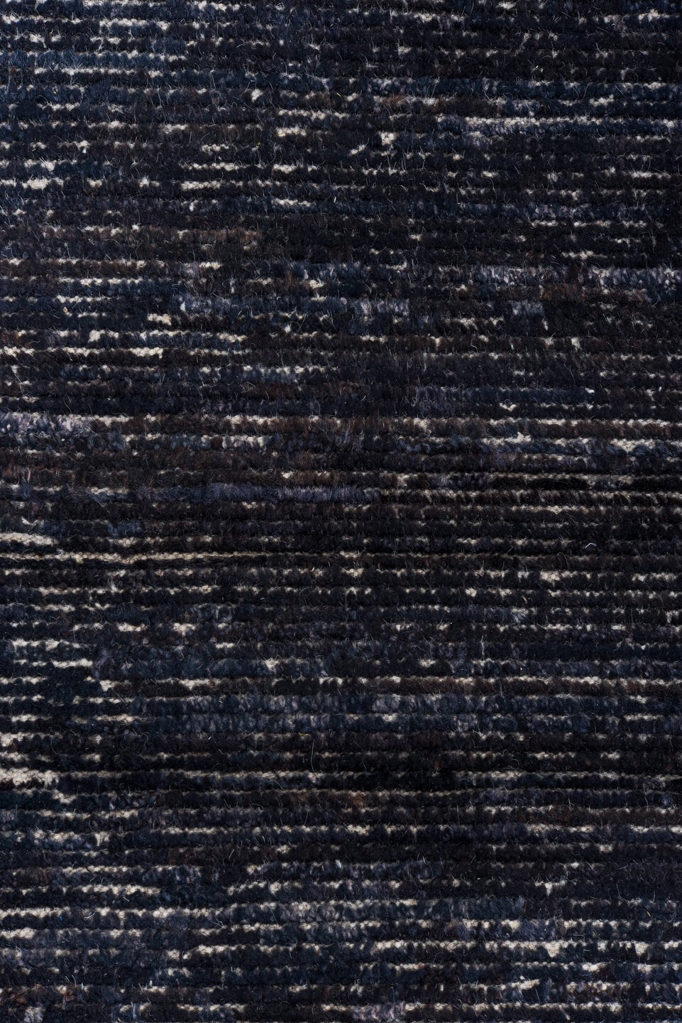 11' x 14' one-of-a-kind handmade vintage Tulu oversize rug. Color palette: charcoal, indigo, ivory, slate, blue gray, black