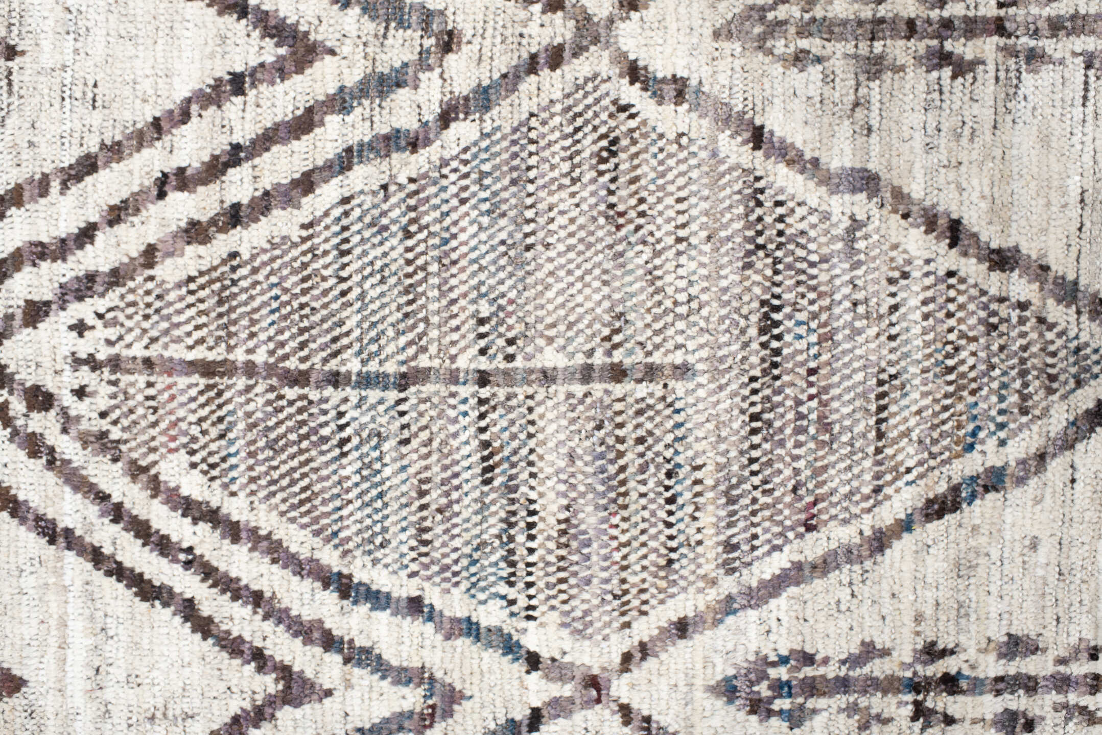 8' x 9' one-of-a-kind handmade vintage Tulu rug. Color palette: black, dark gray, gainsboro, gray, light gray, linen