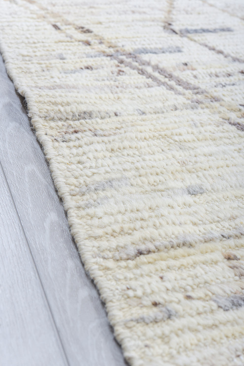 8' x 11' one-of-a-kind handmade vintage Tulu large size rug. Color palette: ivory, taupe, brown, gray, beige