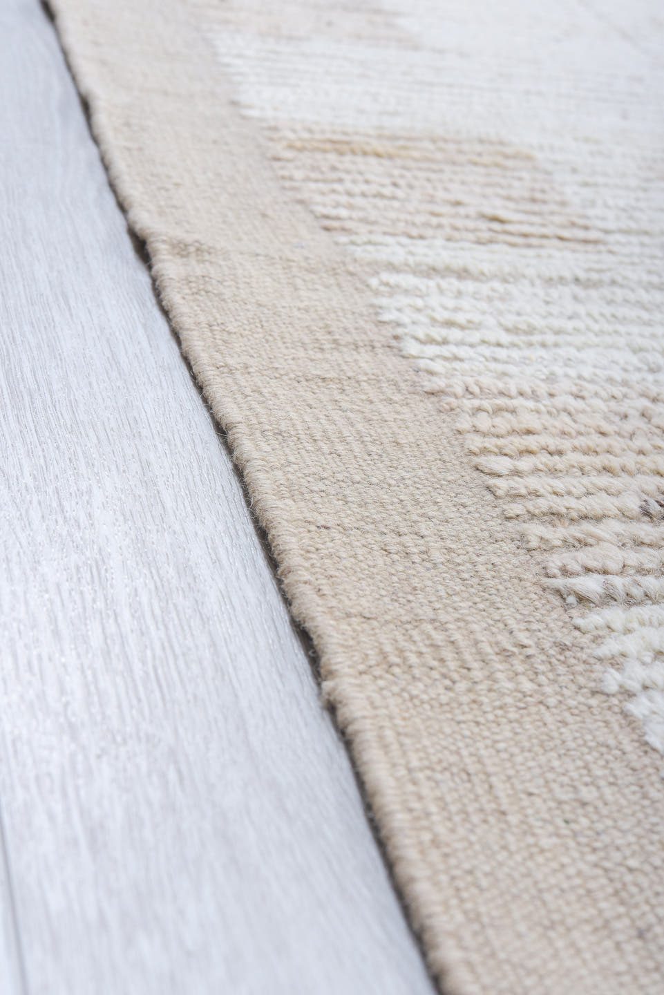 13' x 16' one-of-a-kind handmade vintage Tulu oversize rug. Color palette: ivory, cream, taupe, beige, gray