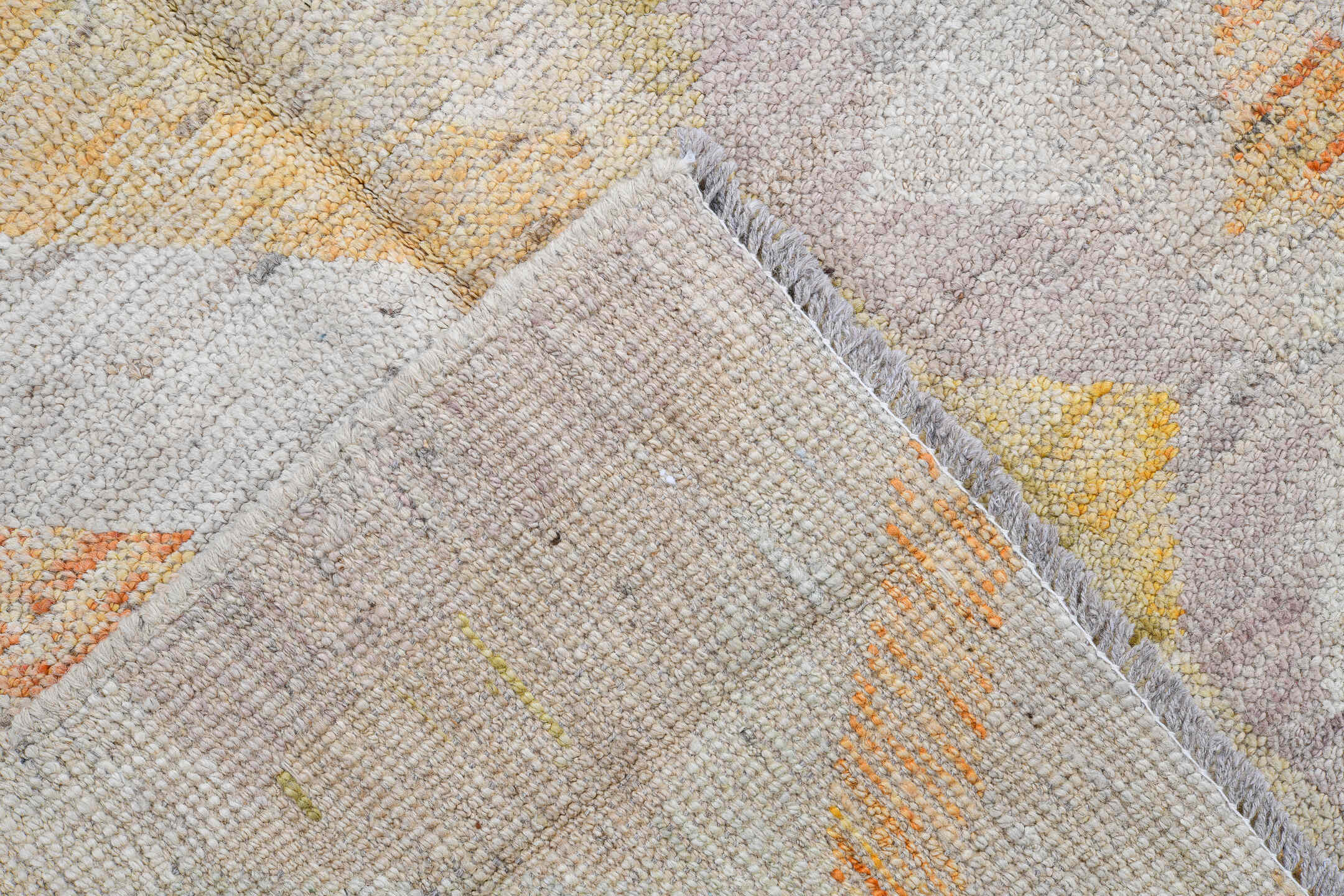 4' x 5' one-of-a-kind handmade vintage Kilim small size rug. Color palette: ivory, saffron, blush, sky blue, sage, taupe