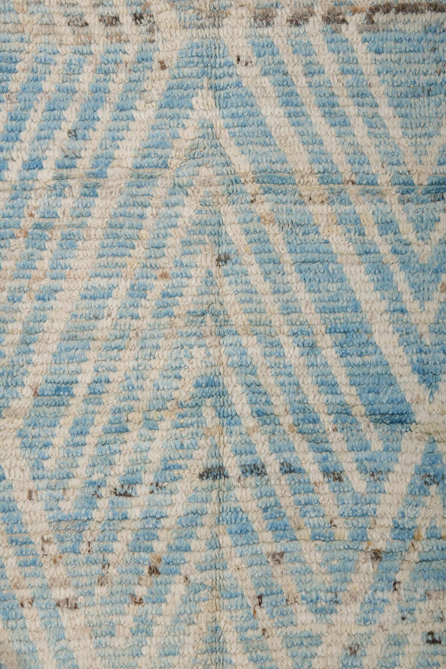 3' x 16' one-of-a-kind handmade vintage Tulu runner rug. Color palette: ivory, sky blue, beige, taupe, light blue, gray