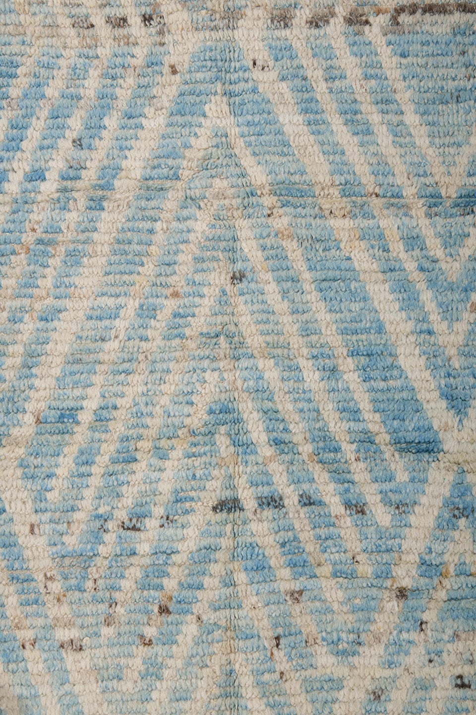 3' x 16' one-of-a-kind handmade vintage Tulu runner rug. Color palette: ivory, sky blue, beige, taupe, light blue, gray