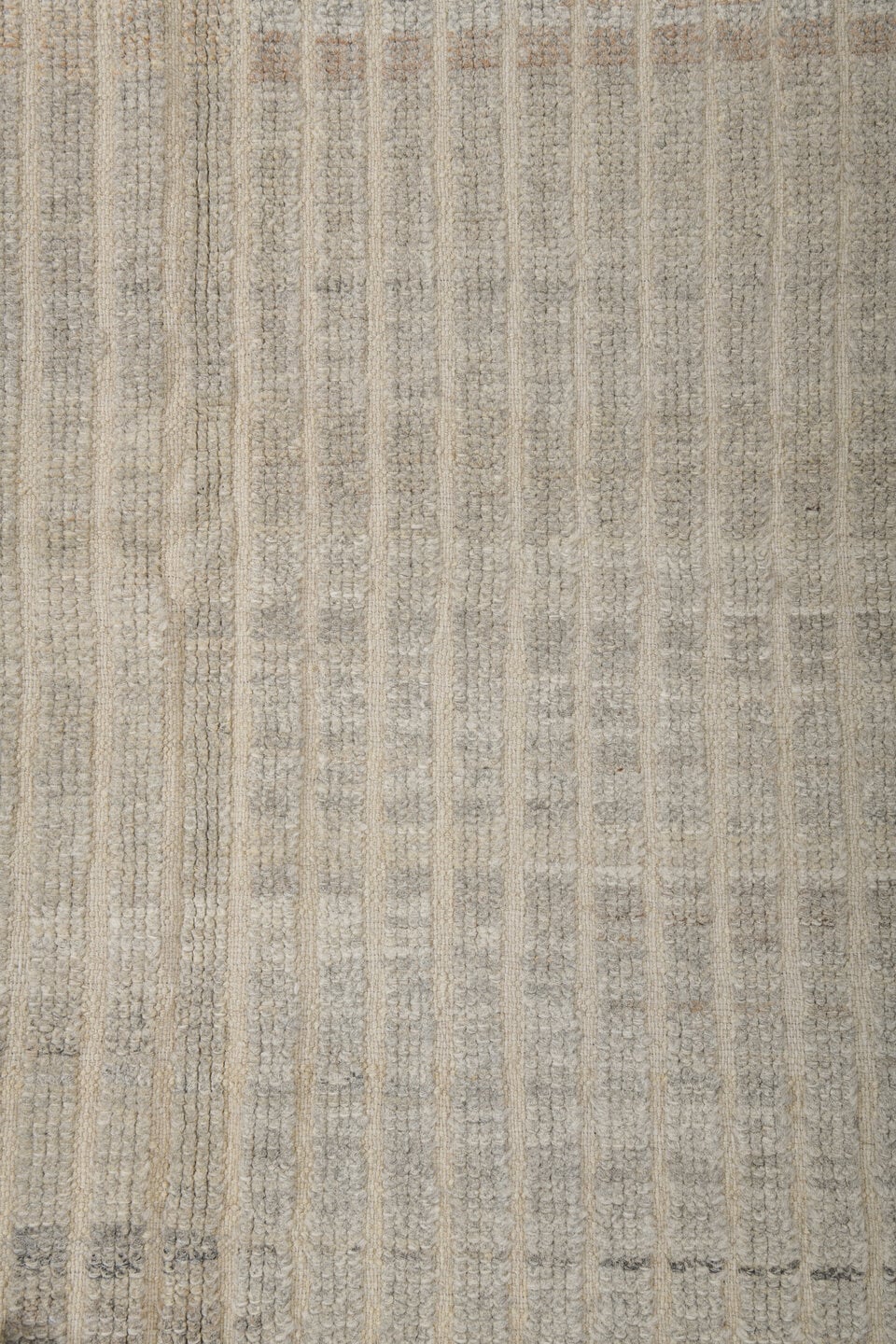 3' x 13' one-of-a-kind handmade vintage Tulu runner rug. Color palette: ivory, gray, taupe, cream, beige