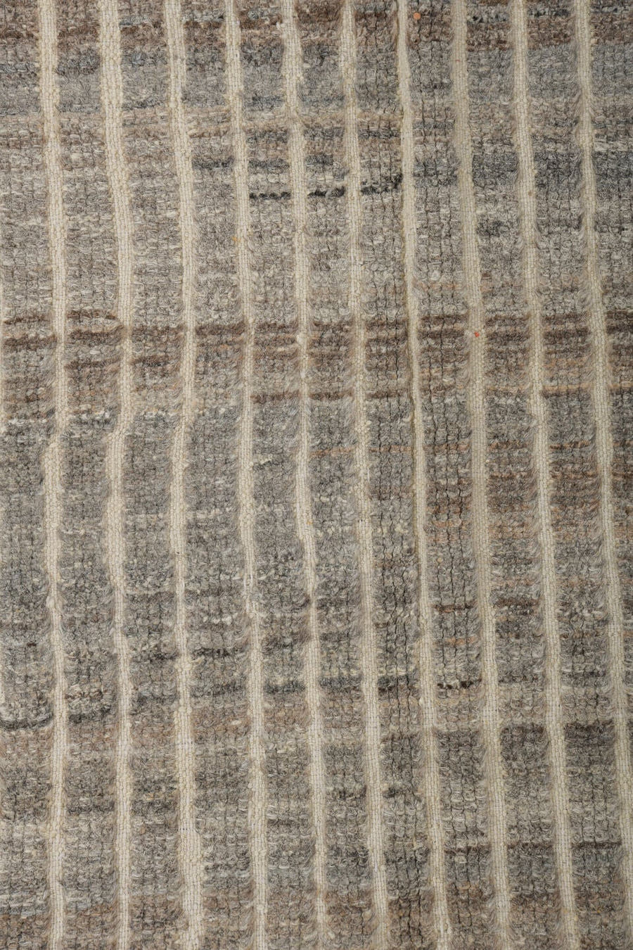3' x 9' one-of-a-kind handmade vintage Tulu runner rug. Color palette: ivory, taupe, charcoal, camel, gray, brown, beige
