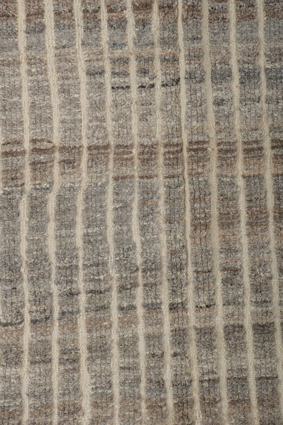 3' x 9' one-of-a-kind handmade vintage Tulu runner rug. Color palette: ivory, taupe, charcoal, camel, gray, brown, beige