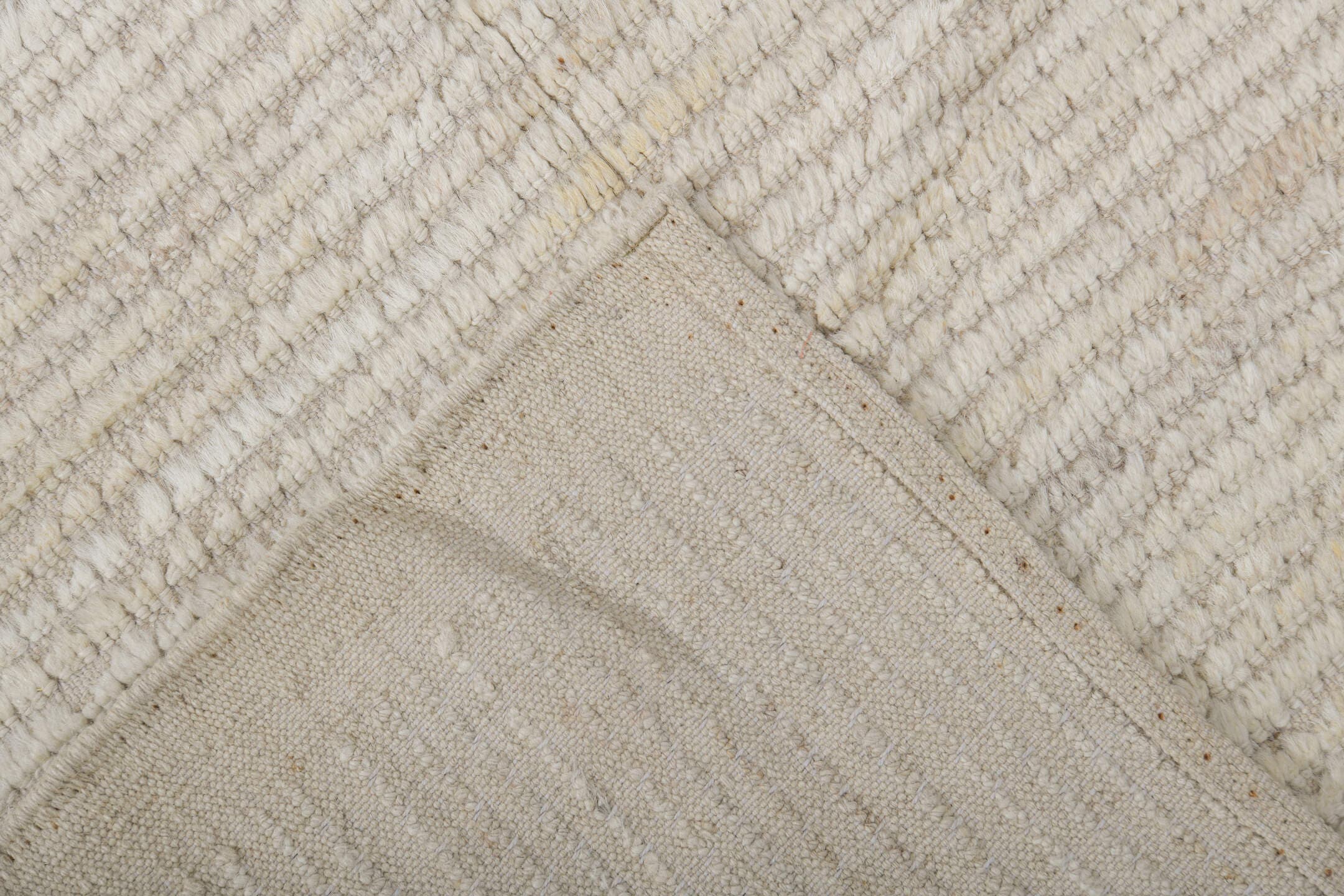 3' x 10' one-of-a-kind handmade vintage Tulu runner rug. Color palette: ivory, cream, beige, taupe, gray
