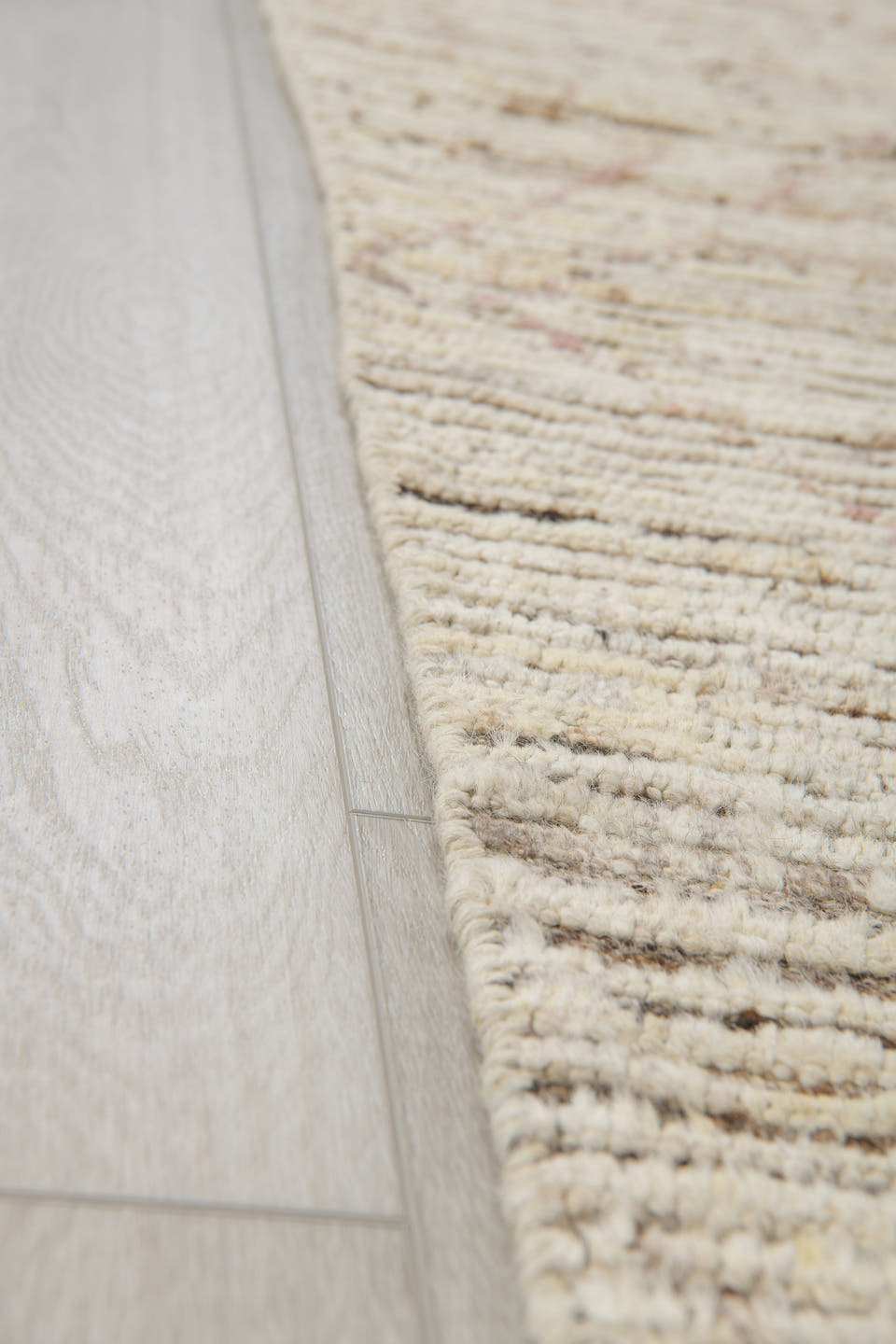 2' x 13' one-of-a-kind handmade vintage Tulu runner rug. Color palette: ivory, taupe, brown, cream, rose, beige, gray, pink
