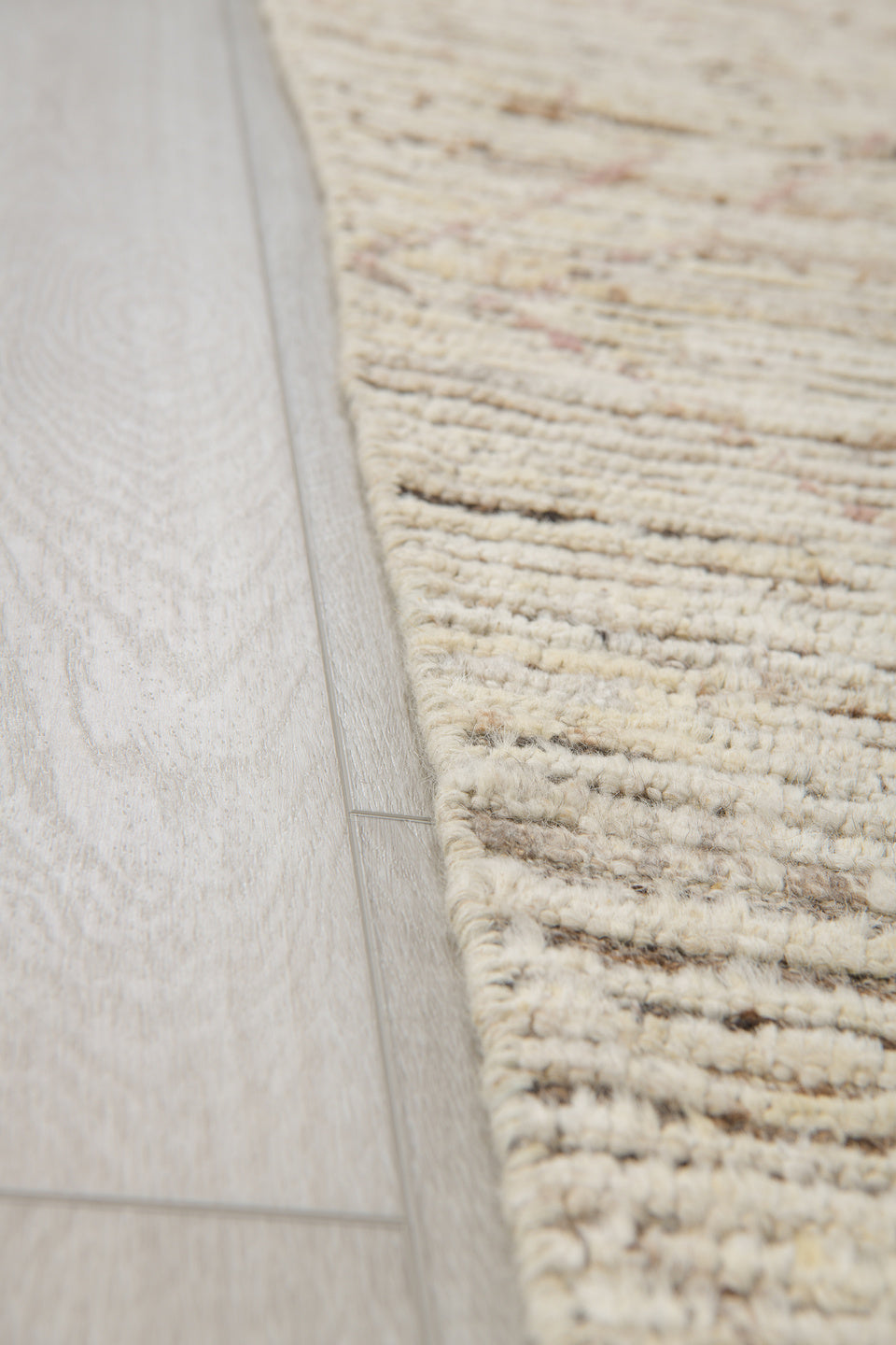 2' x 13' one-of-a-kind handmade vintage Tulu runner rug. Color palette: ivory, taupe, brown, cream, rose, beige, gray, pink