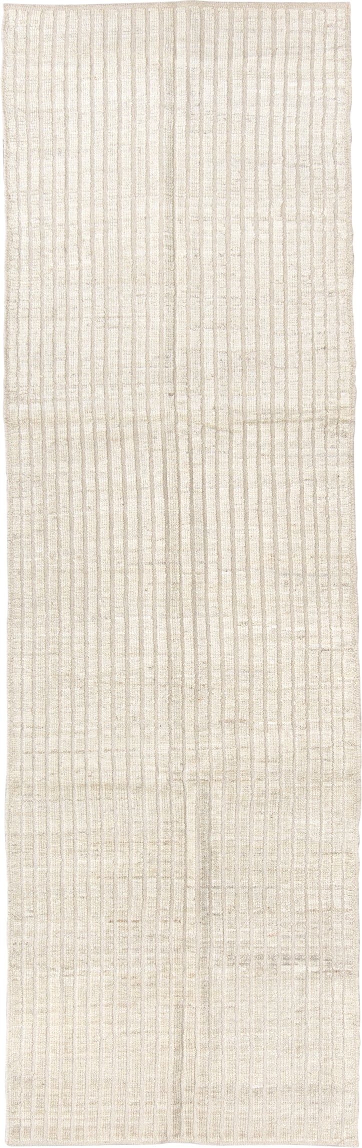 3' x 9' one-of-a-kind handmade vintage Tulu runner rug. Color palette: ivory, beige, cream, taupe, gray