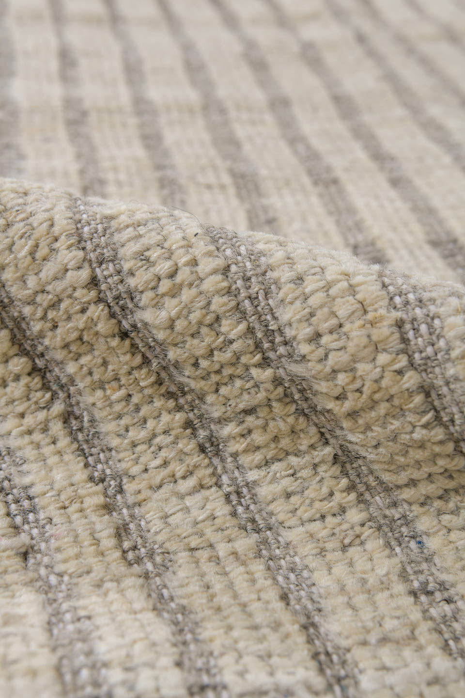 2' x 9' one-of-a-kind handmade vintage Tulu runner rug. Color palette: ivory, taupe, gray, cream, beige