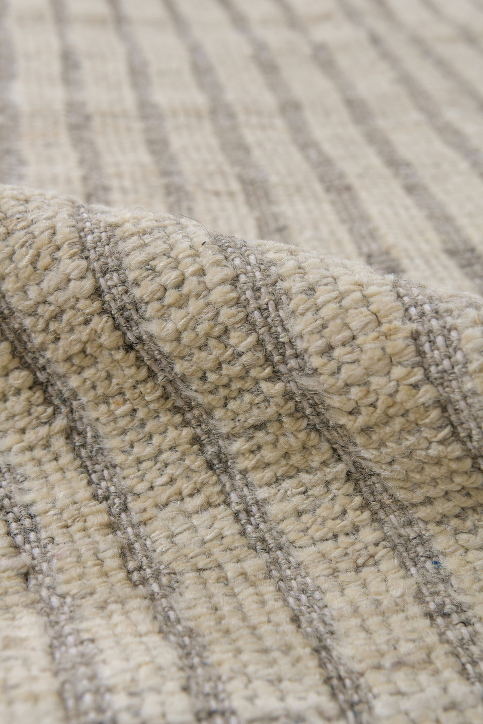 2' x 9' one-of-a-kind handmade vintage Tulu runner rug. Color palette: ivory, taupe, gray, cream, beige