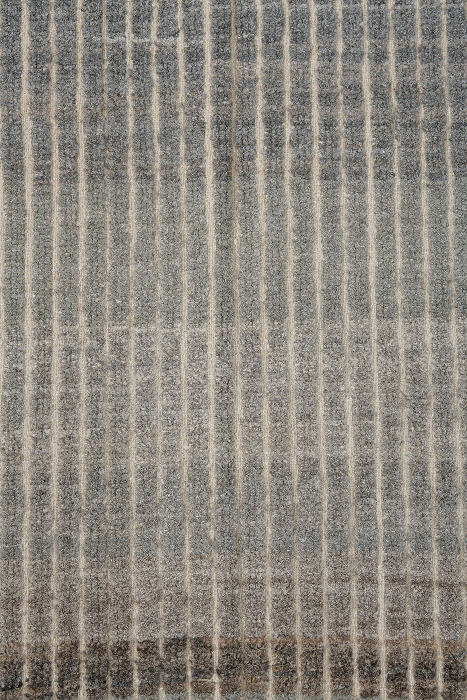 3' x 9' one-of-a-kind handmade vintage Tulu runner rug. Color palette: ivory, gray, taupe, brown, charcoal, beige, black
