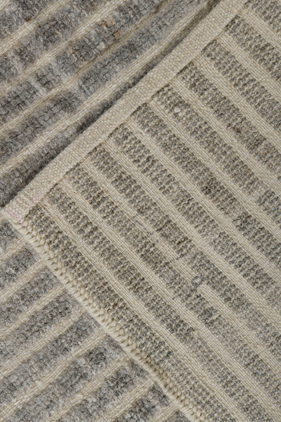3' x 9' one-of-a-kind handmade vintage Tulu runner rug. Color palette: ivory, gray, taupe, brown, charcoal, beige, black