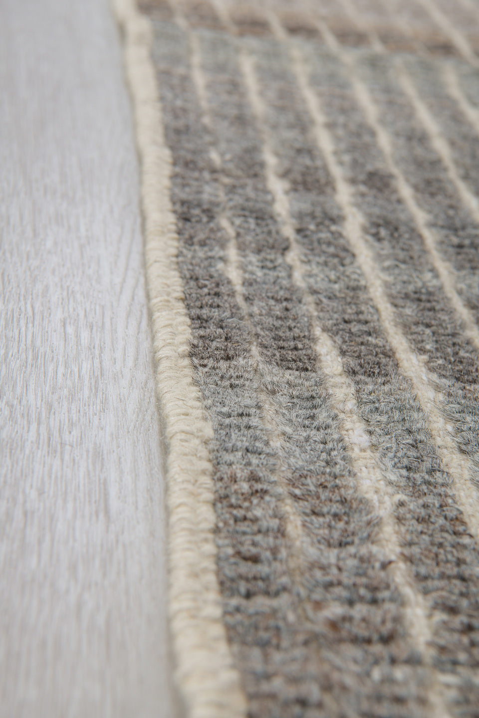 3' x 9' one-of-a-kind handmade vintage Tulu runner rug. Color palette: ivory, gray, taupe, brown, charcoal, beige, black