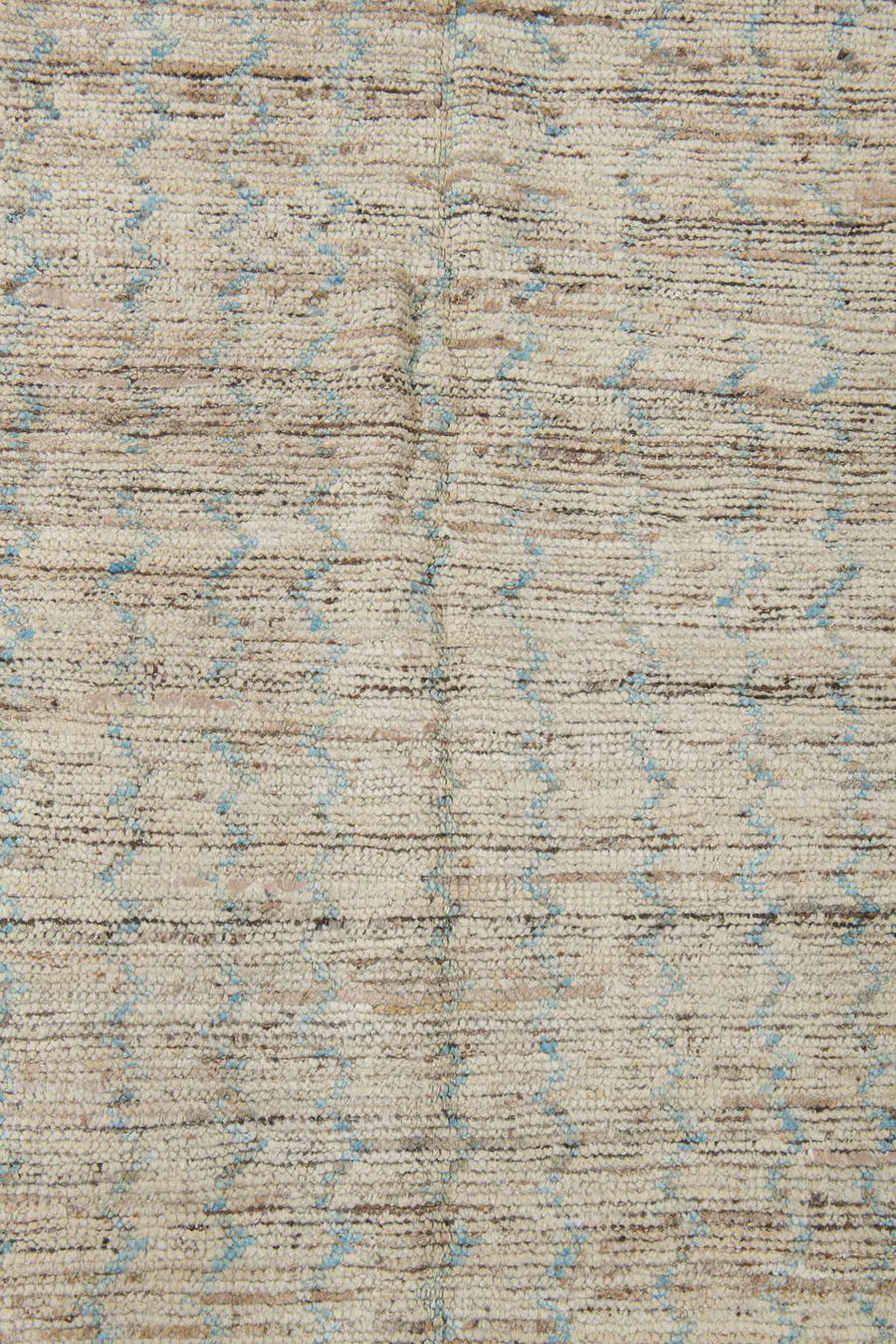 3' x 10' one-of-a-kind handmade vintage Tulu runner rug. Color palette: ivory, blue gray, taupe, charcoal, gray, blue, beige