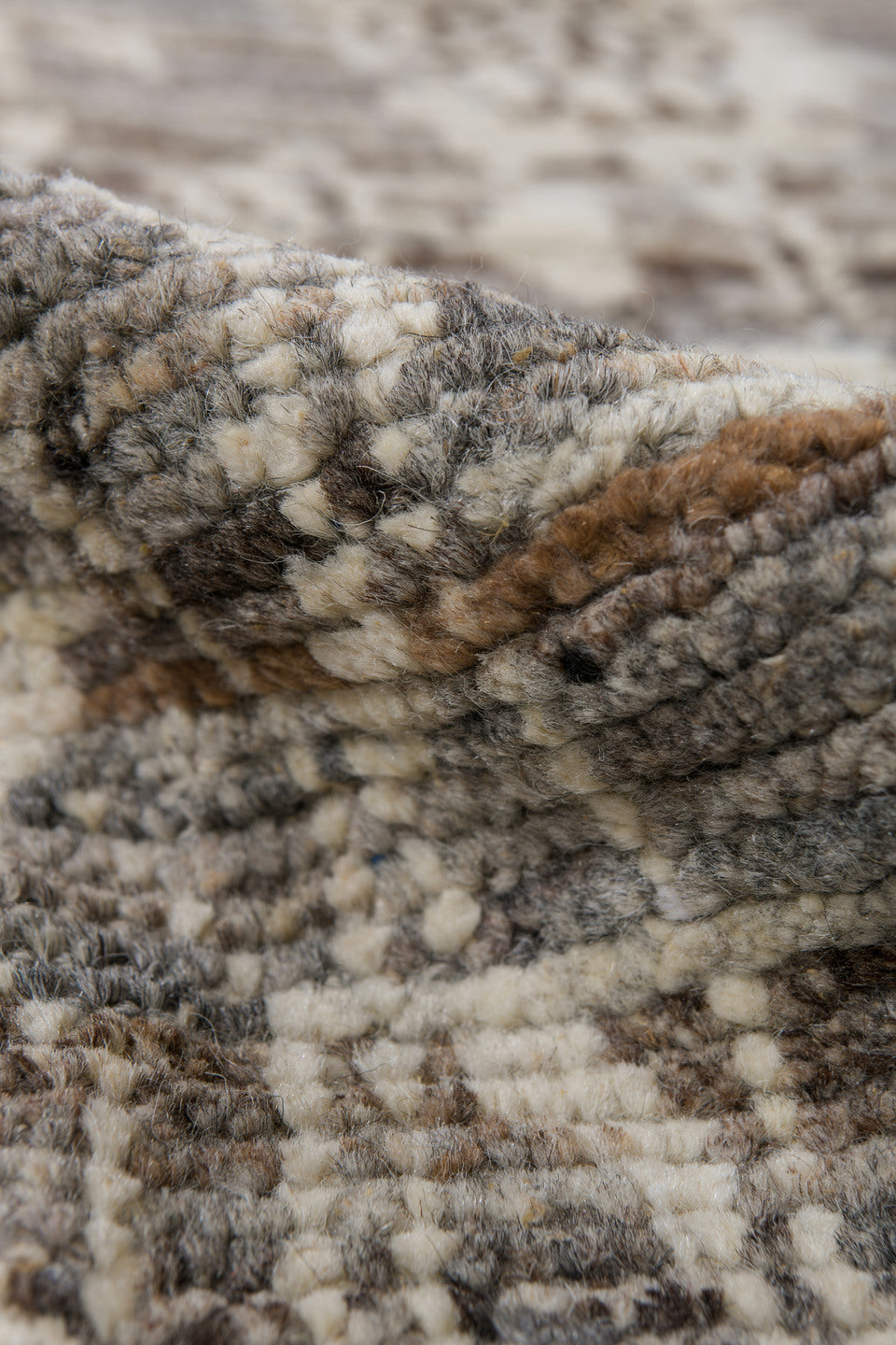 3' x 8' one-of-a-kind handmade vintage Tulu runner rug. Color palette: brown, dark gray, gray, light gray, off-white, silver