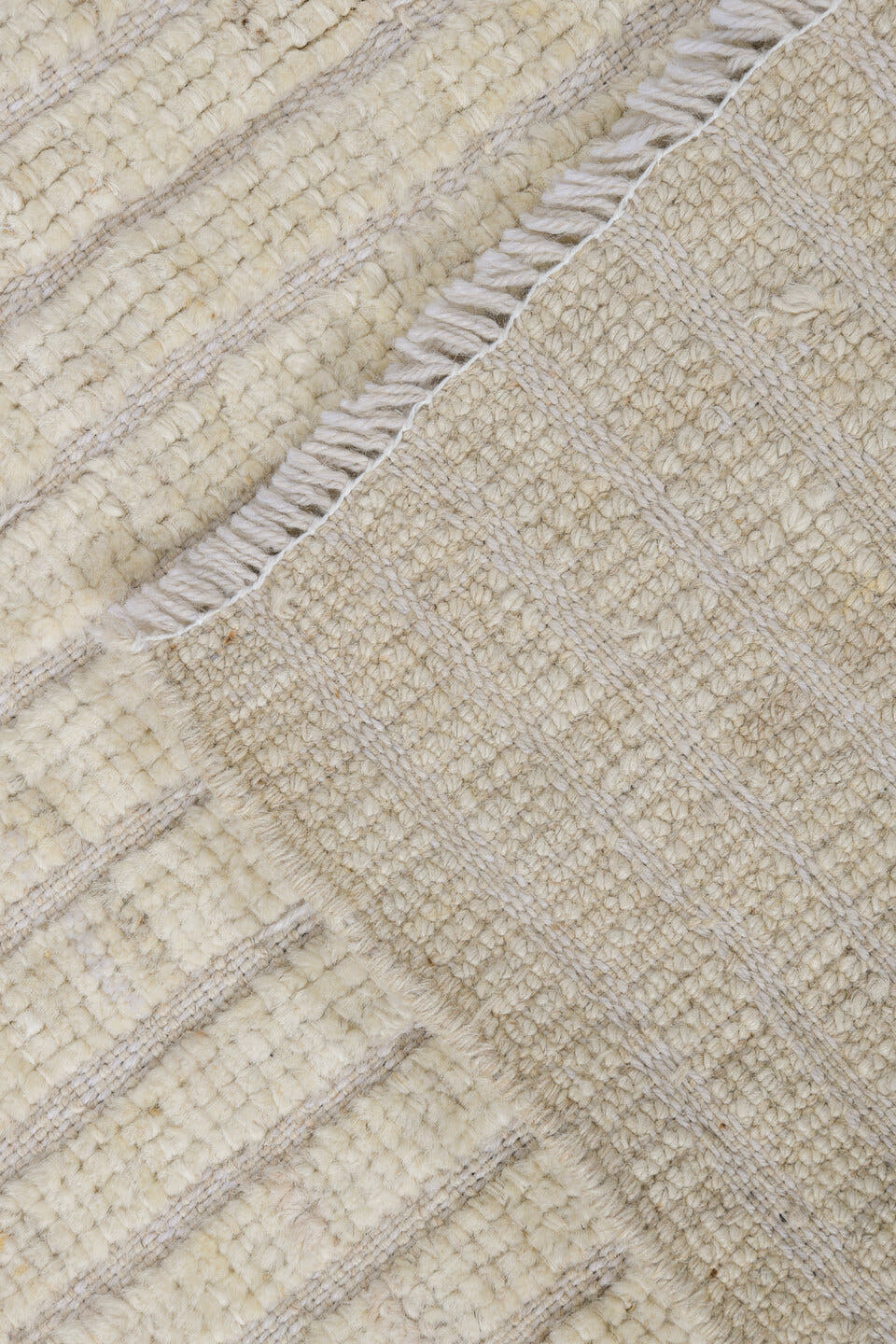 3' x 11' one-of-a-kind handmade vintage Tulu runner rug. Color palette: ivory, cream, beige