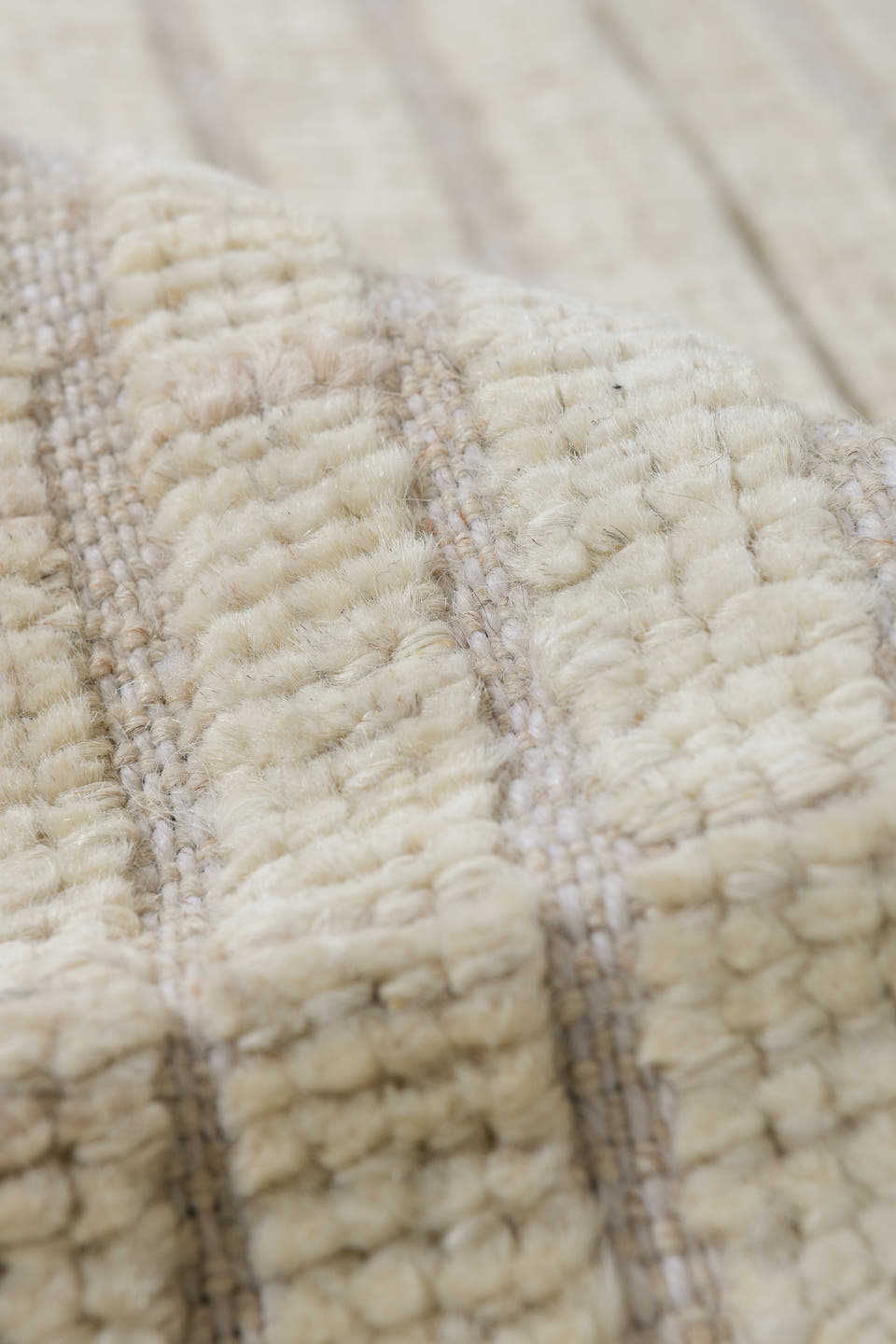 3' x 11' one-of-a-kind handmade vintage Tulu runner rug. Color palette: ivory, cream, beige