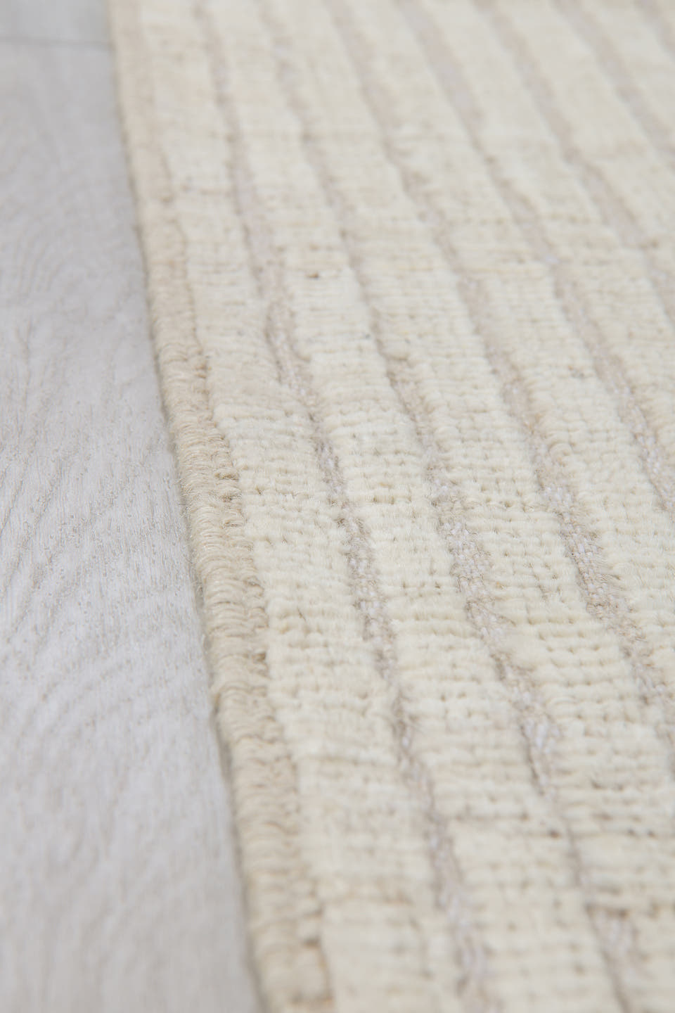 3' x 11' one-of-a-kind handmade vintage Tulu runner rug. Color palette: ivory, cream, beige