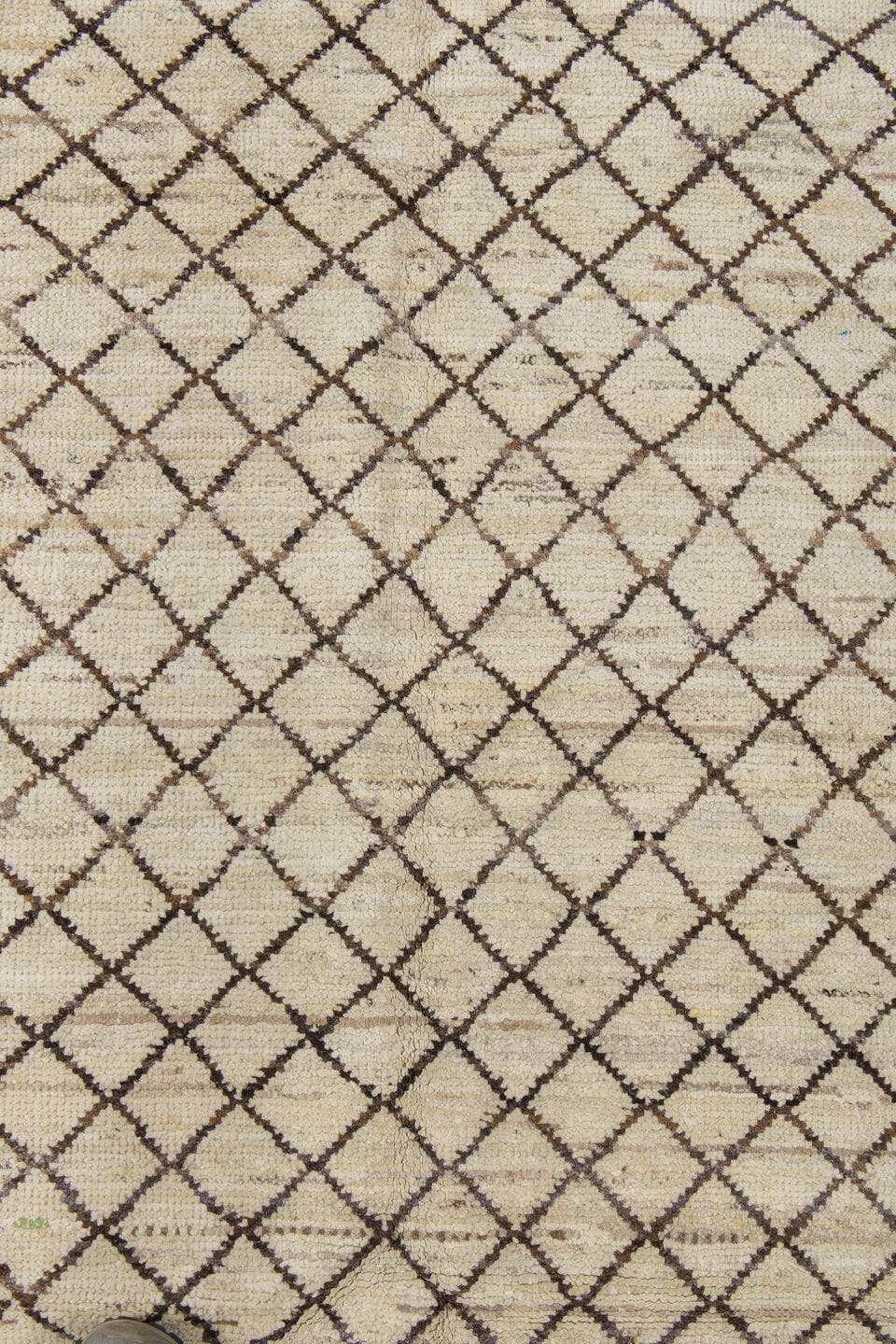 2' x 9' one-of-a-kind handmade vintage Tulu runner rug. Color palette: ivory, brown, taupe, beige, gray