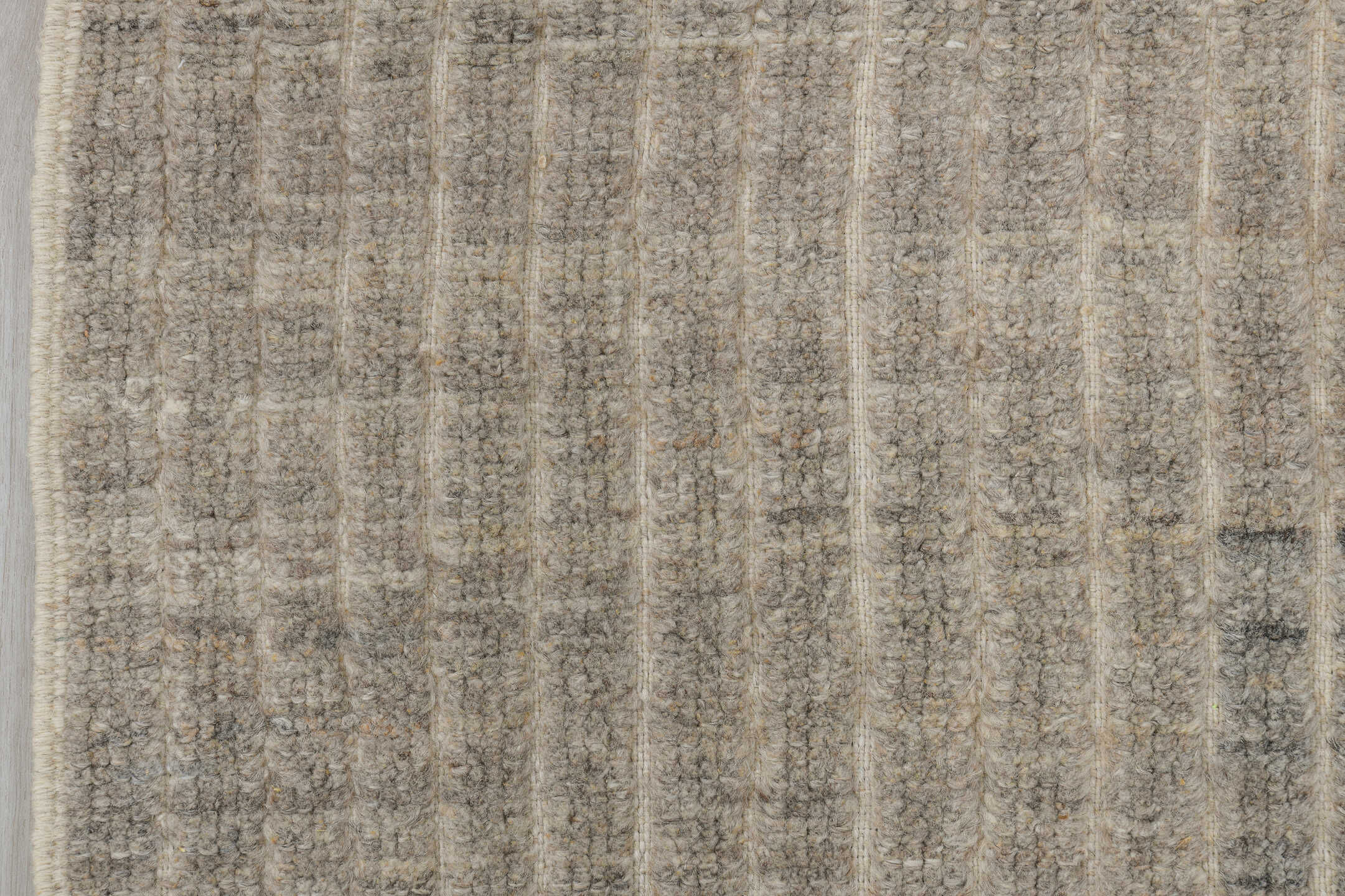 2' x 9' one-of-a-kind handmade vintage Tulu runner rug. Color palette: ivory, gray, taupe, cream, charcoal, beige, black