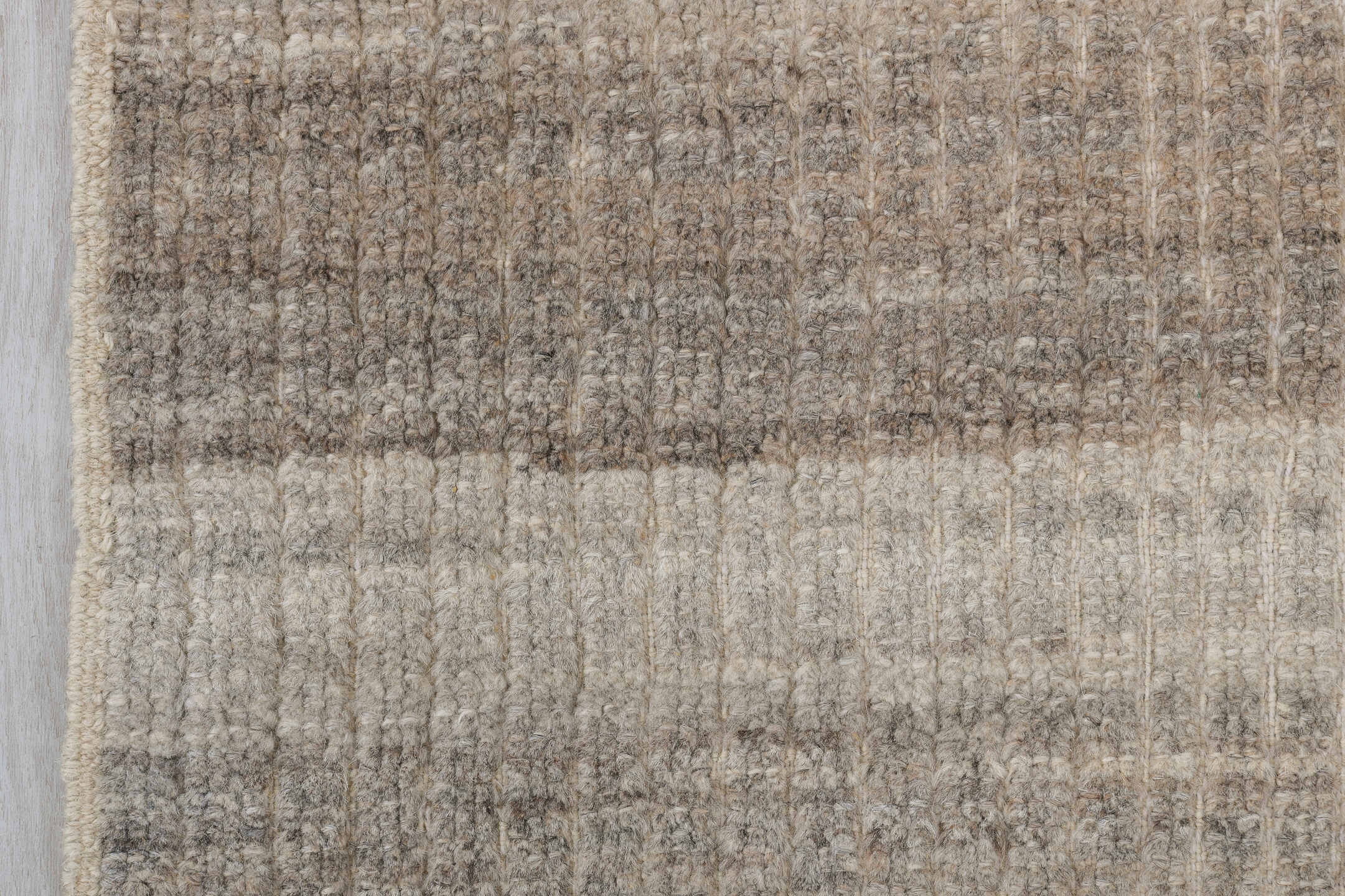 3' x 11' one-of-a-kind handmade vintage Tulu runner rug. Color palette: ivory, taupe, gray, greige, stone, beige