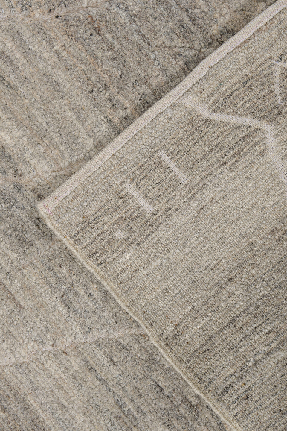 3' x 9' one-of-a-kind handmade vintage Tulu runner rug. Color palette: gray, ivory, taupe, cream, charcoal, beige, black