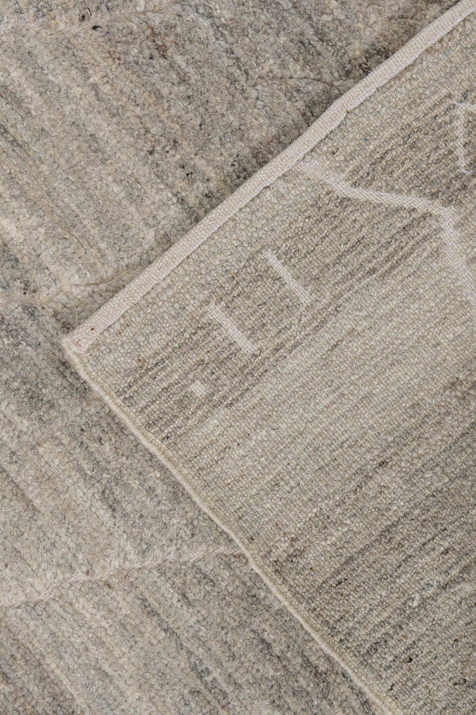3' x 9' one-of-a-kind handmade vintage Tulu runner rug. Color palette: gray, ivory, taupe, cream, charcoal, beige, black