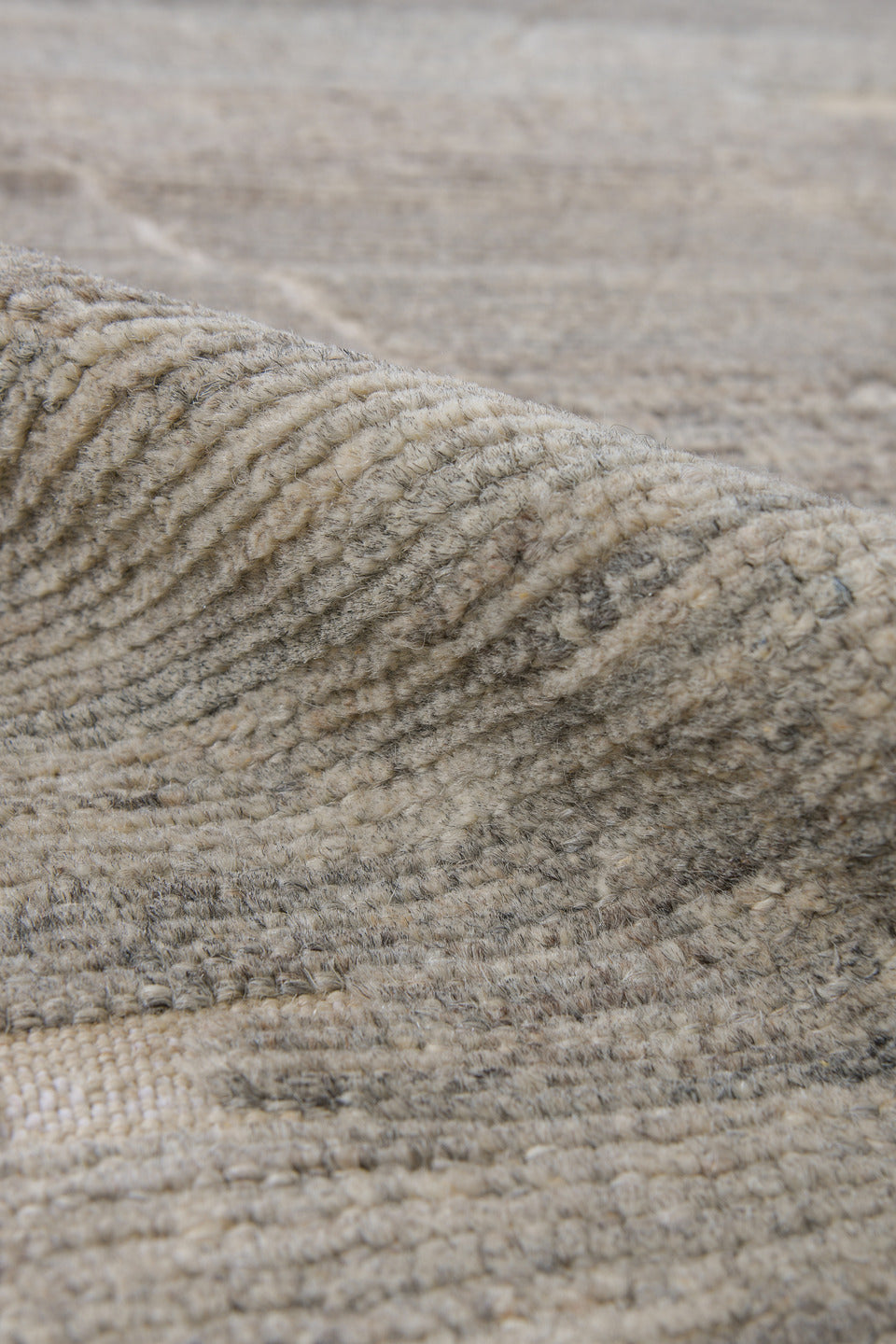 3' x 9' one-of-a-kind handmade vintage Tulu runner rug. Color palette: gray, ivory, taupe, cream, charcoal, beige, black