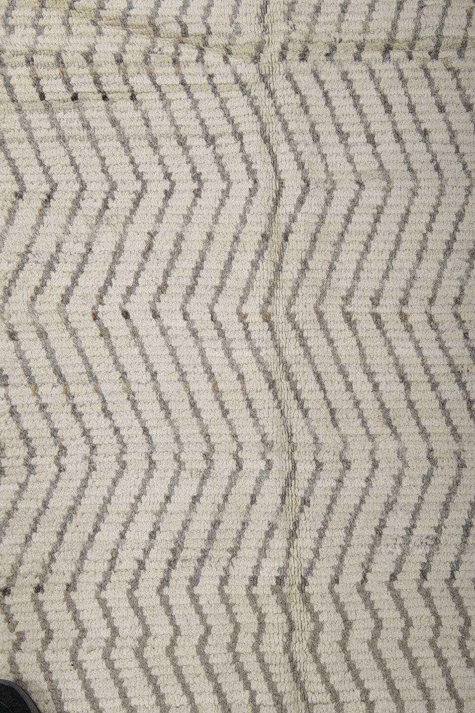 2' x 12' one-of-a-kind handmade vintage Tulu runner rug. Color palette: ivory, gray, taupe, beige