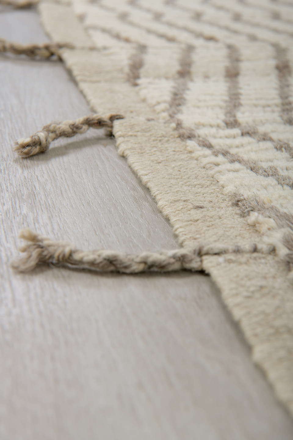 2' x 12' one-of-a-kind handmade vintage Tulu runner rug. Color palette: ivory, gray, taupe, beige