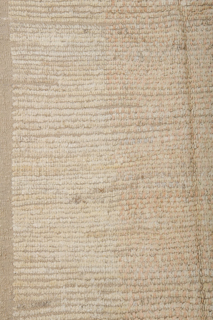 2' x 13' one-of-a-kind handmade vintage Tulu runner rug. Color palette: ivory, beige, taupe, sand, pale peach, camel